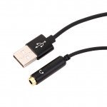 Wholesale Short Type-C USB Charging Cable and 3.5mm Jack AUX Headphone Audio Adapter Dongle 9.5in (Black)